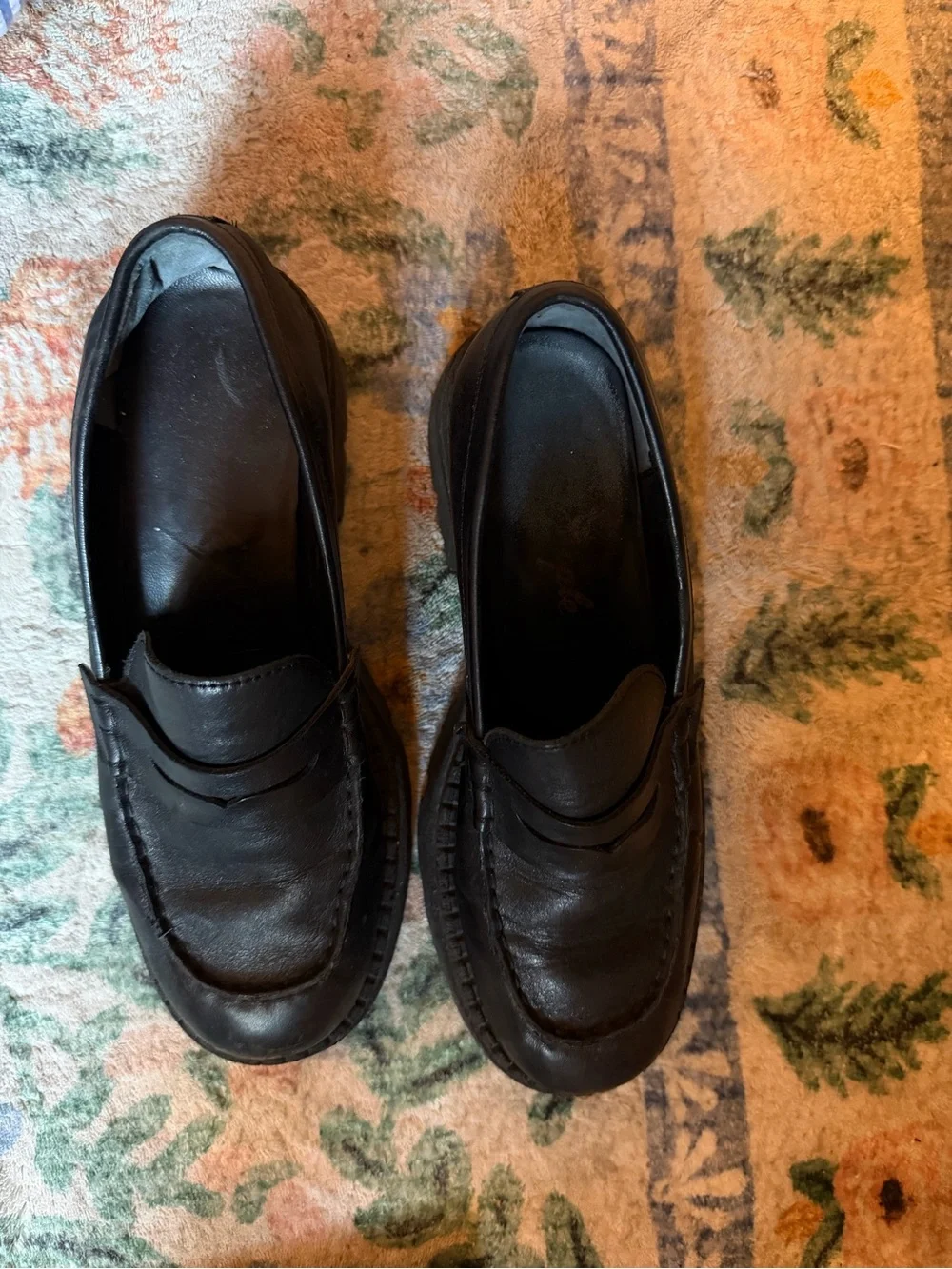 FREE PEOPLE Classic Women’s Black Leather Chunky Slip-On Loafers